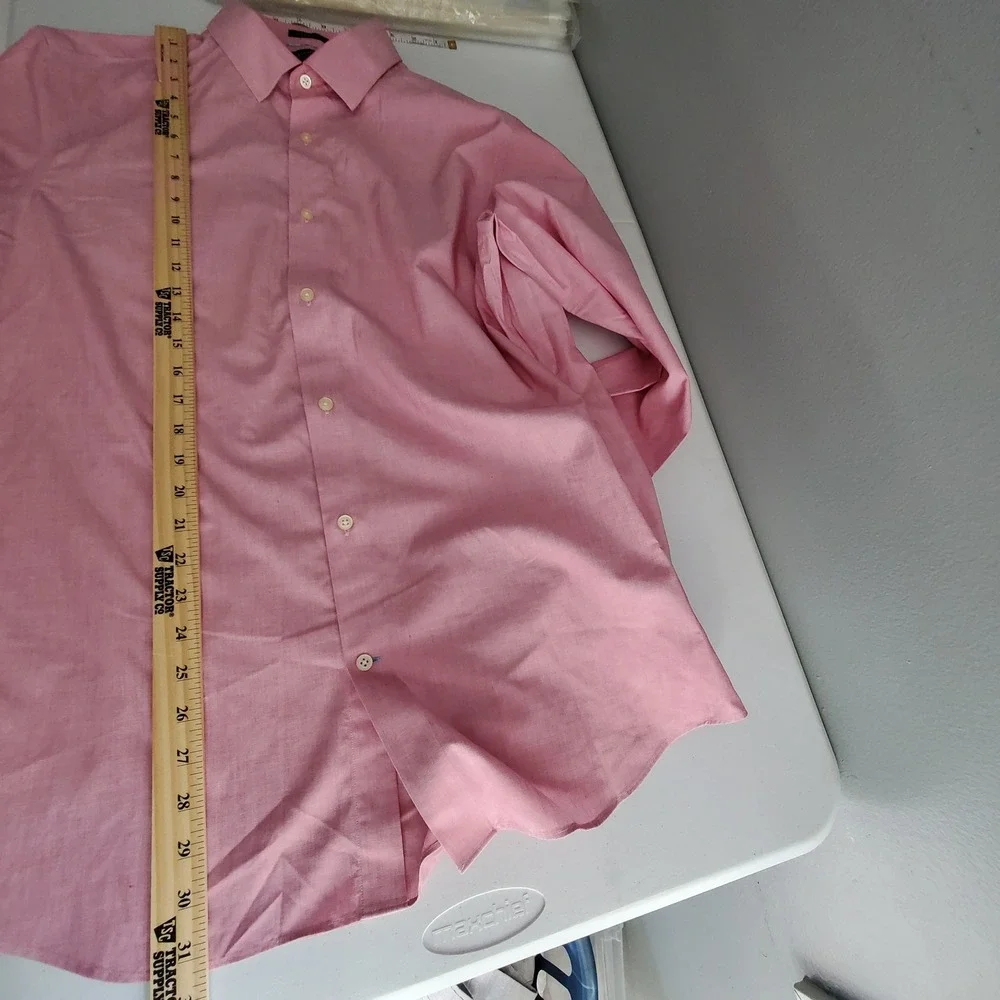 Banana Republic Mens Grant Fit Non-Iron Cotton Button Shirt Pink L‎ 16-16.5 Prep